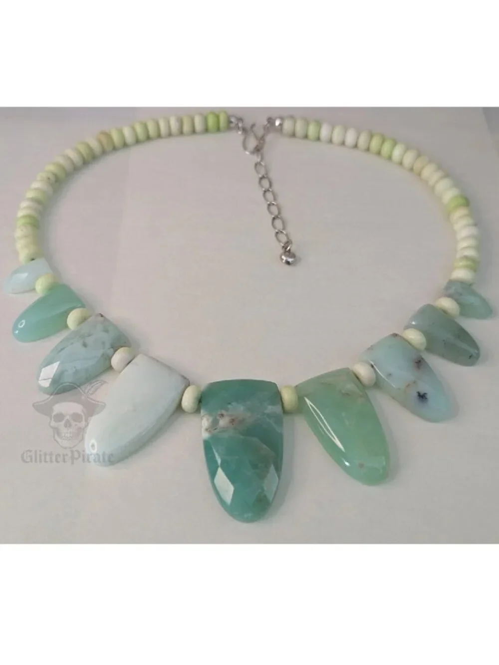 Jay King Mine Finds Sterling Silver Faceted Blue Green Peruvian Opal Necklace